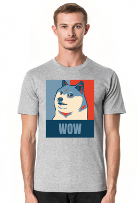 Pieseł, doge, dogecoin koszulka męska wow dla fanów psów