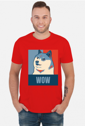 Pieseł, doge, dogecoin koszulka męska wow dla fanów psów i memów.