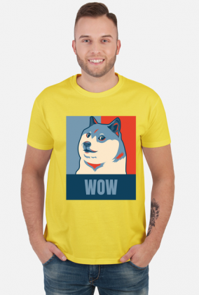 Pieseł, doge, dogecoin koszulka męska wow dla fanów psów i memów.