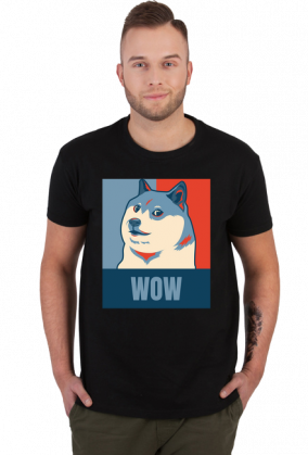 Pieseł, doge, dogecoin koszulka męska wow dla fanów psów i memów.
