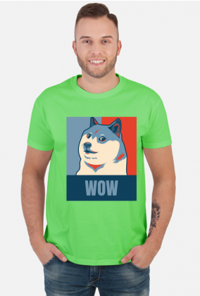 Pieseł, doge, dogecoin koszulka męska wow dla fanów psów i memów.