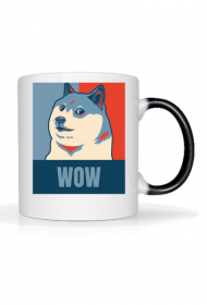 Pieseł, doge, dogecoin kubek męski wow dla fanów psów i memów.