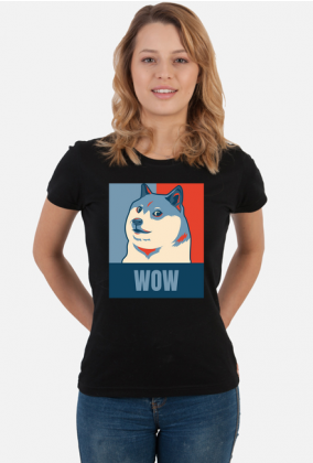 Pieseł, doge, dogecoin koszulka damska wow dla fanów psów i memów.