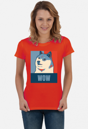 Pieseł, doge, dogecoin koszulka damska wow dla fanów psów i memów.