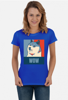 Pieseł, doge, dogecoin koszulka damska wow dla fanów psów i memów.