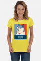 Pieseł, doge, dogecoin koszulka damska wow dla fanów psów i memów.