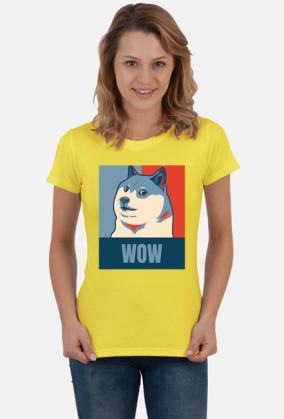 Pieseł, doge, dogecoin koszulka damska wow dla fanów psów i memów.