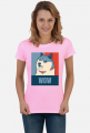 Pieseł, doge, dogecoin koszulka damska wow dla fanów psów i memów.