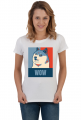 Pieseł, doge, dogecoin koszulka damska wow dla fanów psów i memów.