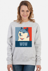 Pieseł, doge, dogecoin bluza damska wow dla fanów psów i memów.