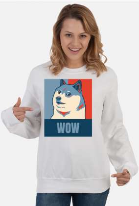 Pieseł, doge, dogecoin bluza damska wow dla fanów psów i memów.