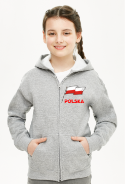 Patriotyczna bluza dziecieca z kapturem rozpinana Flaga Polska