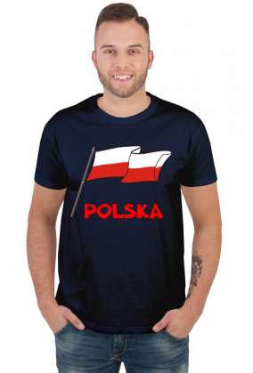 Koszulka T-Shirt z nadrukiem patriotyczna bialo-czerwona flaga Polska