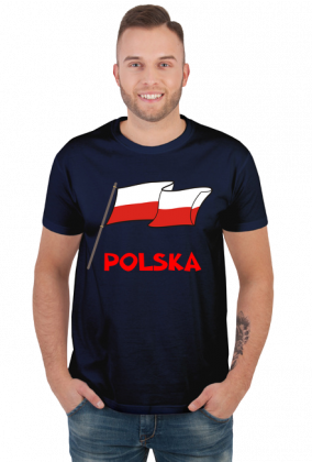 Koszulka T-Shirt z nadrukiem patriotyczna bialo-czerwona flaga Polska
