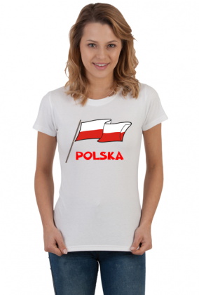 Koszulka damska T-Shirt patriotyczna bialo-czerwona flaga Polska