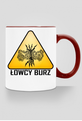 Kubek z logiem Łowców Burz Pawła i Marty Błaszkowskich.