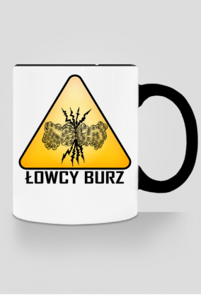 Kubek z logiem Łowców Burz Pawła i Marty Błaszkowskich.