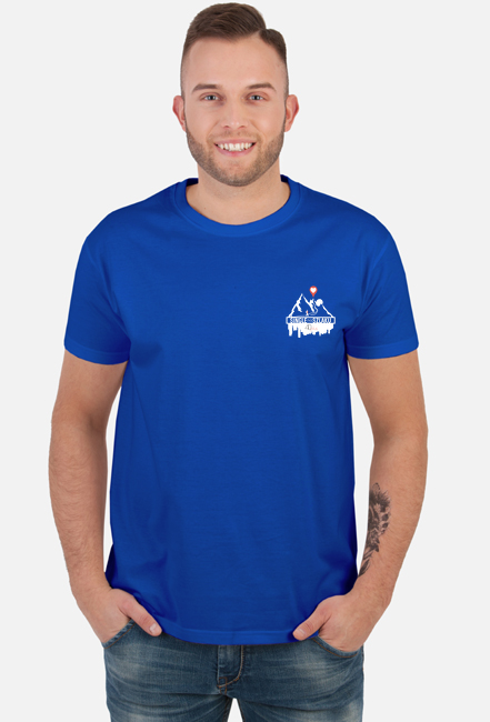Męska koszulka z logo / niebieska
