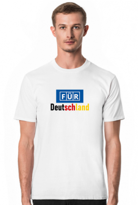 T-shirt męski parodia TVP "Für Deutschland" - Donald Tusk (biały)