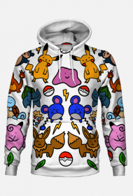 Symetryczna bluza z kapturem Pokemon doodle