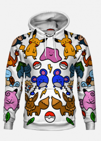 Symetryczna bluza z kapturem Pokemon doodle