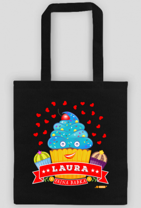 Laura Fajna Babka - Torba na zakupy czarna z imieniem