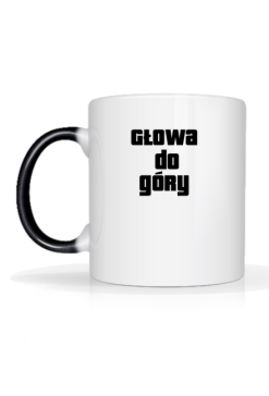 Kubek z koniem i napisem „głowa do góry”
