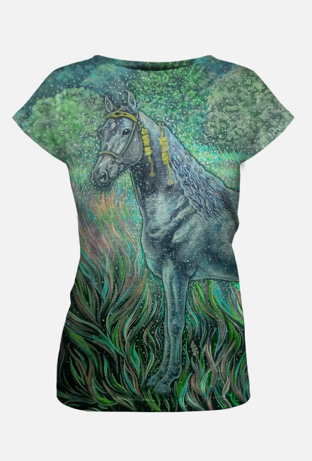 T-SHIRT DAMSKI FULLPRINT Z KONIEM TENNESSEE - KOŃ KONIE -SPIRIT OF HORSE - GOD'S PEACE- TWH © DH