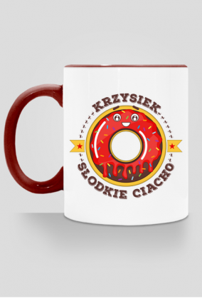 Krzysiek Słodkie Ciacho - Kubek biało-kolorowy z imieniem
