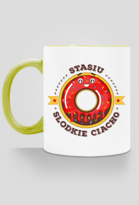 Stasiu Słodkie Ciacho - Kubek biało-kolorowy z imieniem