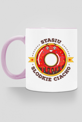Stasiu Słodkie Ciacho - Kubek biało-kolorowy z imieniem