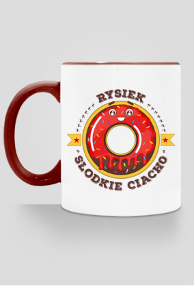 Rysiek Słodkie Ciacho - Kubek biało-kolorowy z imieniem