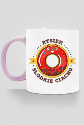 Rysiek Słodkie Ciacho - Kubek biało-kolorowy z imieniem