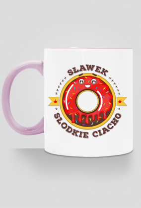 Sławek Słodkie Ciacho - Kubek biało-kolorowy z imieniem