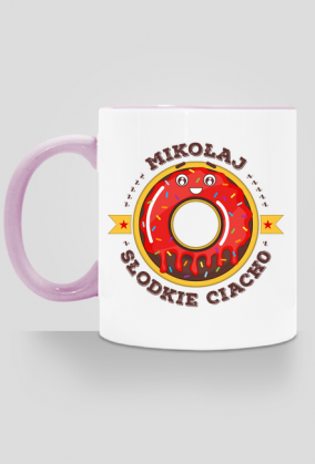 Mikołaj Słodkie Ciacho - Kubek biało-kolorowy z imieniem