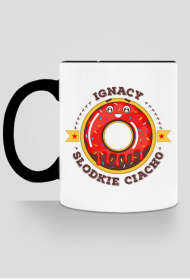 Ignacy Słodkie Ciacho - Kubek biało-kolorowy z imieniem