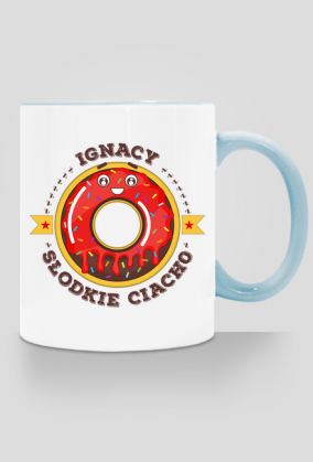 Ignacy Słodkie Ciacho - Kubek biało-kolorowy z imieniem
