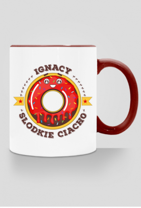 Ignacy Słodkie Ciacho - Kubek biało-kolorowy z imieniem