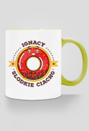 Ignacy Słodkie Ciacho - Kubek biało-kolorowy z imieniem