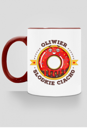Oliwier Słodkie Ciacho - Kubek biało-kolorowy z imieniem