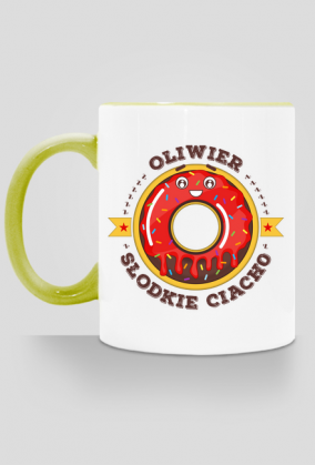 Oliwier Słodkie Ciacho - Kubek biało-kolorowy z imieniem