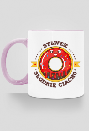Sylwek Słodkie Ciacho - Kubek biało-kolorowy z imieniem