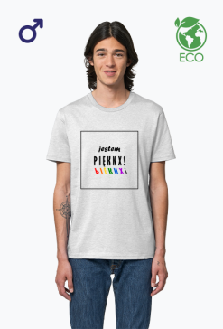 eco bluzka męska z krótkim rękawem- jestem pięknx LGBT