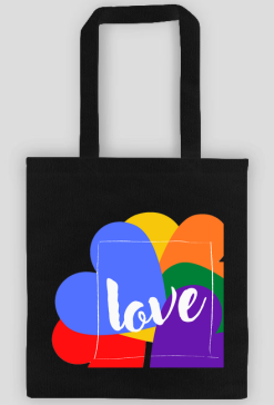 eko torba na ramię z motywem miłości/ serc/ tęczy/ love/ LGBT