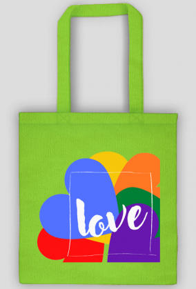 eko torba na ramię z motywem miłości/ serc/ tęczy/ love/ LGBT