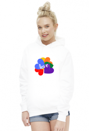 bluza damska z kapturem - miłość/ lgbt/ love/ tęcza