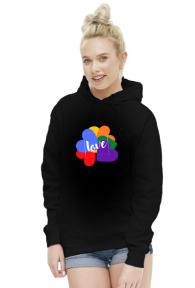 bluza damska z kapturem - miłość/ lgbt/ love/ tęcza