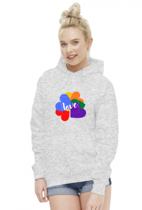 bluza damska z kapturem - miłość/ lgbt/ love/ tęcza