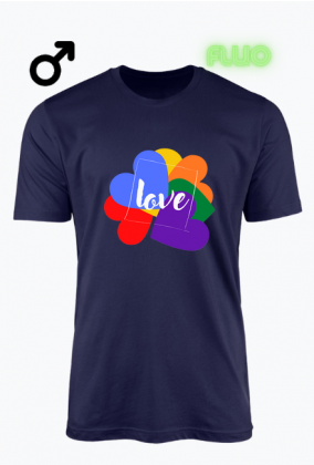 koszulka męska fluorestencyjna- miłość/ serce/ napis/ love/ LGBT/ tęcza