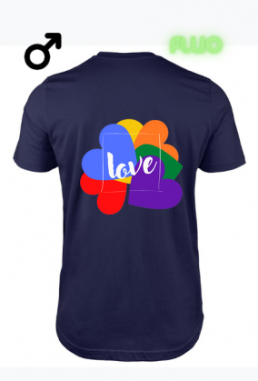 koszulka męska fluorestencyjna- miłość/ serce/ napis/ love/ LGBT/ tęcza